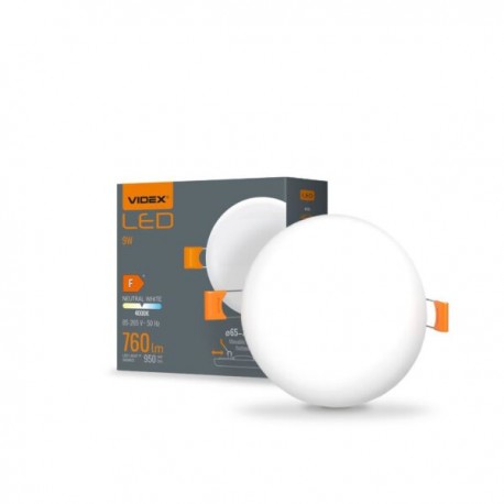 Spot cu led 9W fara rama Videx Rotund